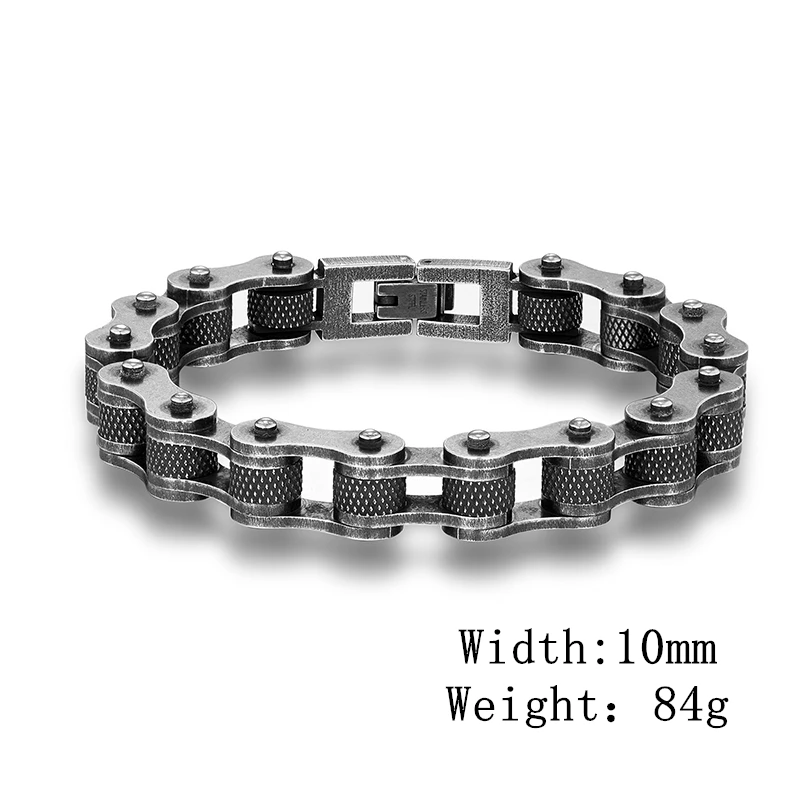 MKENDN Punk Men Biker Chain Bracelet Motorcycle Bicycle Style Chain Link Bracelets Male Stainless Steel Bangles Jewelry