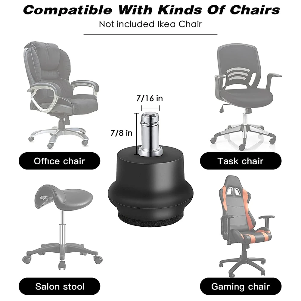 Cadeira de escritório Substituição Bell Glides, Stool Giratória Rodízio Rodas, Fixa Estacionária Rodízios, 5pcs
