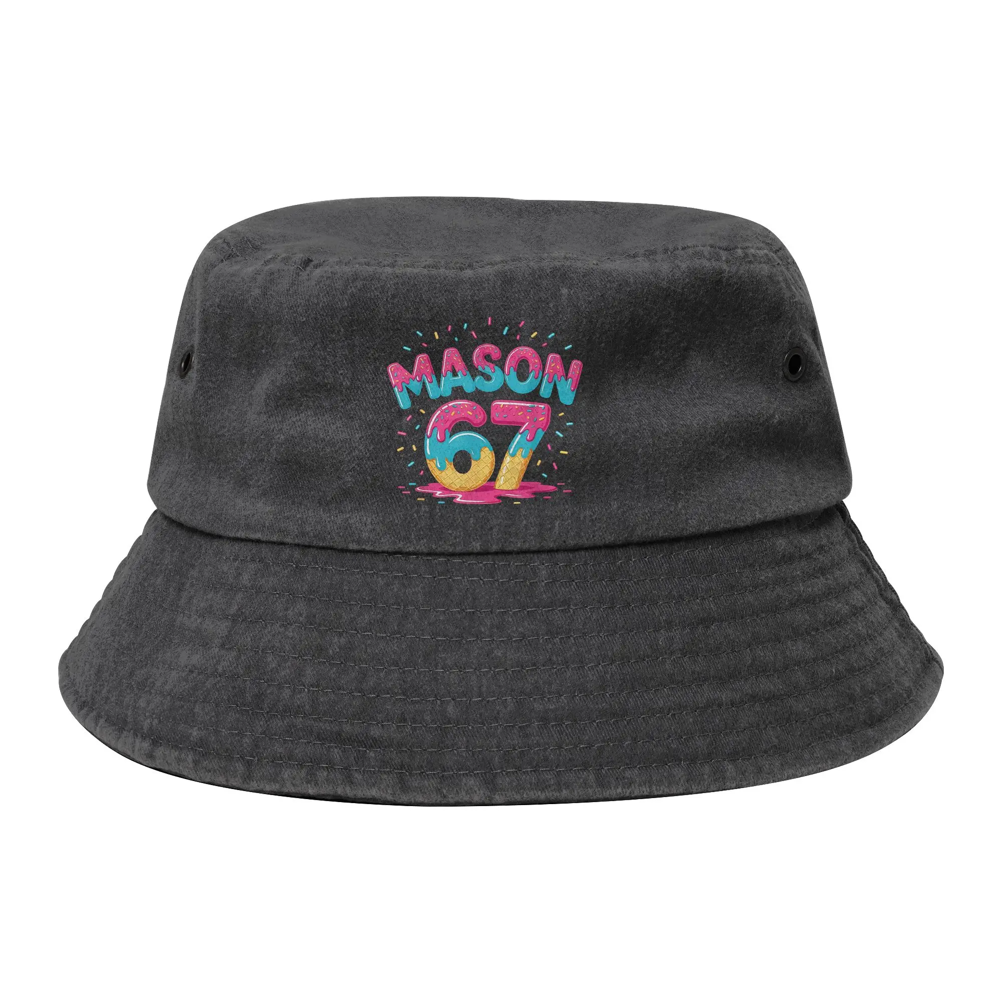 Summer Six Seven Ice Cream Drip Sport 67 Fun Mason Meme Slang Bucket Hat Unisex Distressed Denim Sun Hat  Bob Hat Fishing Hats