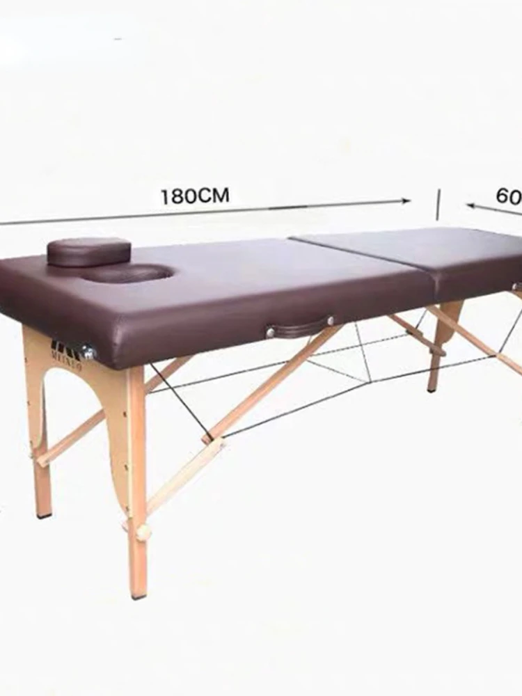 Foldable Portable Home  Furniture Beauty Spa Tattoo Beech Leather Massage Bed Table With Patio Facial Free Installation