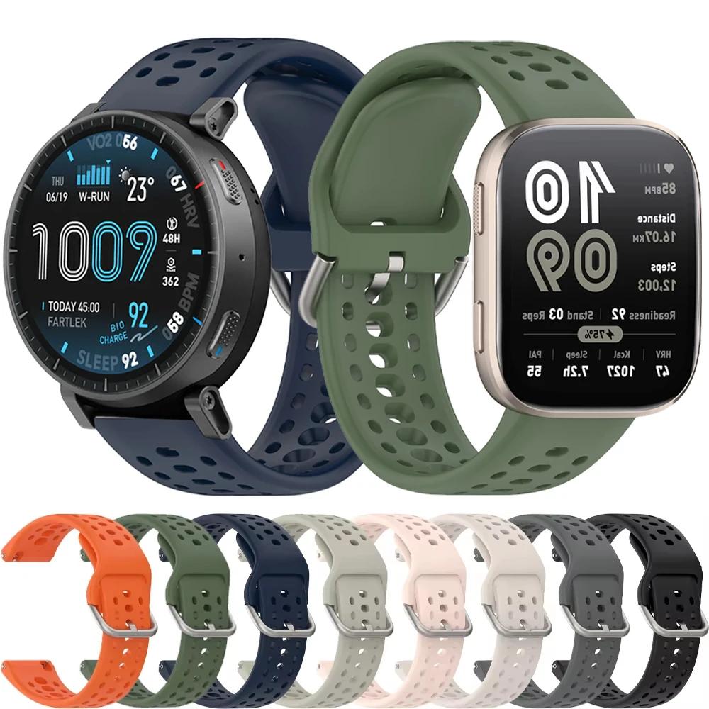 22mm Silikonarmband für Amazfit Active Max/Balance 2/Bip 6 5 Atmungsaktives Uhrenarmband für Xiaomi Watch 5 S4-3 Sports Oppo Watch S X2