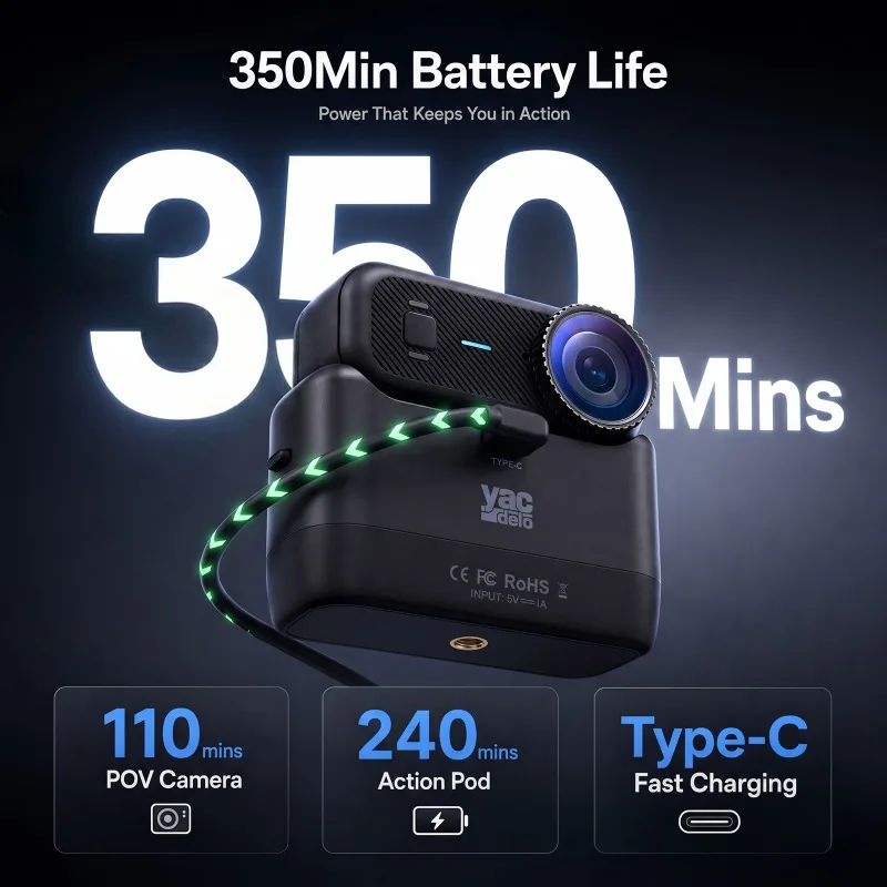 APEX Action 4K Camera  Mini POV Magnetic Sports Camera Anti‑Shake Wearable Vlogging Bodycam with Charging Case view 3