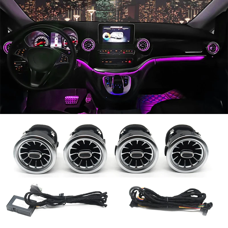 Car LED Front Dashboard Air Condition Vent Outlet Turbo Interior For Mercedes Benz V Class EQV Vito Viano Valente Metris W447