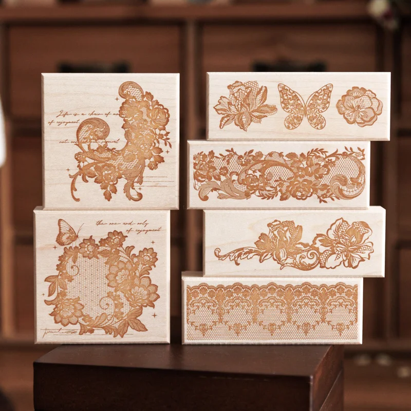 Retro plant flowers decoration stamp wooden rubber stamps for scrapbooking DIY craft Decoration student stationery standard seal