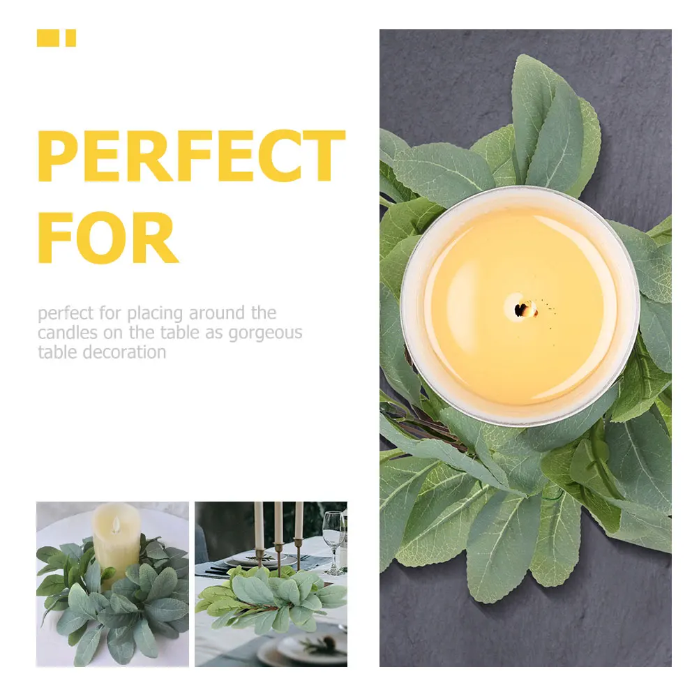 

4pcs Artificial Wreath Garland Home Decor Door Leaf Green Realistic Rings for Pillars Christmas Thanksgiving Party Table