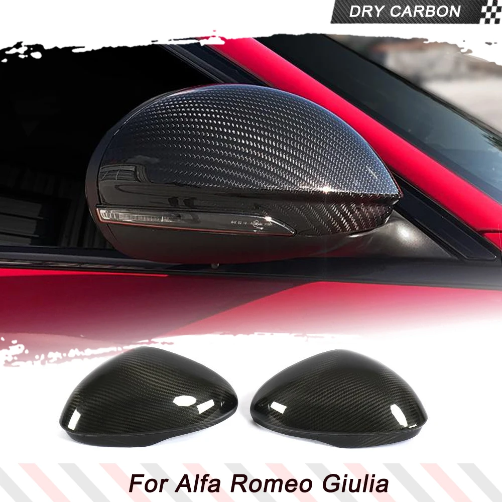 Dry Carbon Fiber Car Rear View Mirror Covers Caps for Alfa Romeo Giulia 2015 - 2018 Car Rear Side Mirror Caps Covers Shell Case