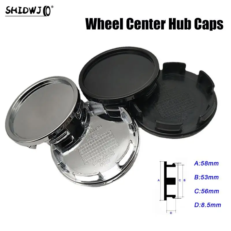 4Pcs 58MM ABS Blank Wheel Center Cap Hub Cover Car Wheel Tire Rims Center Hub Caps Car Styling Decoration Accessories