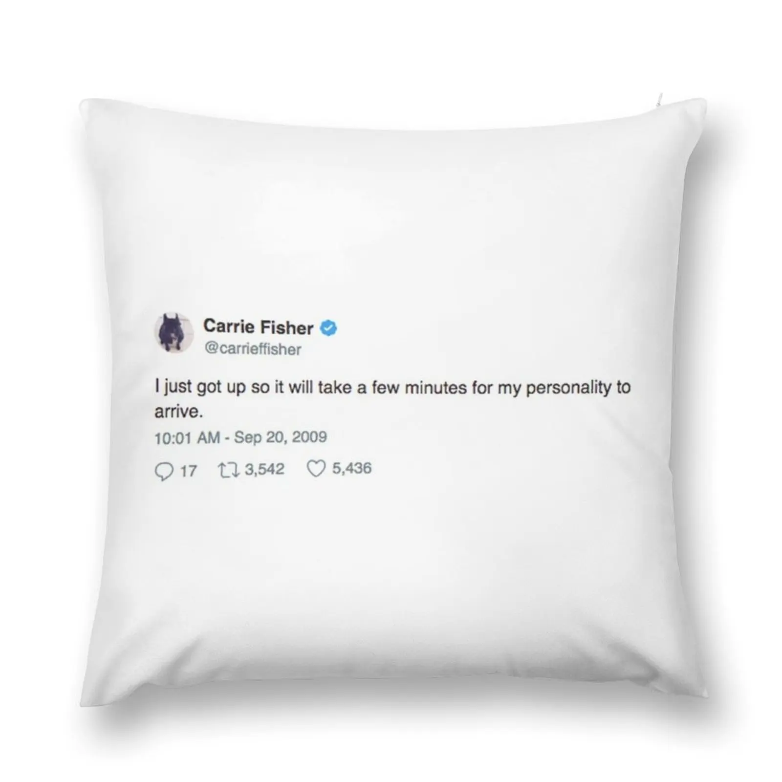 

Carrie Fisher-Just Got Up Throw Pillow christmas ornaments 2025 Cushion Cover pillow