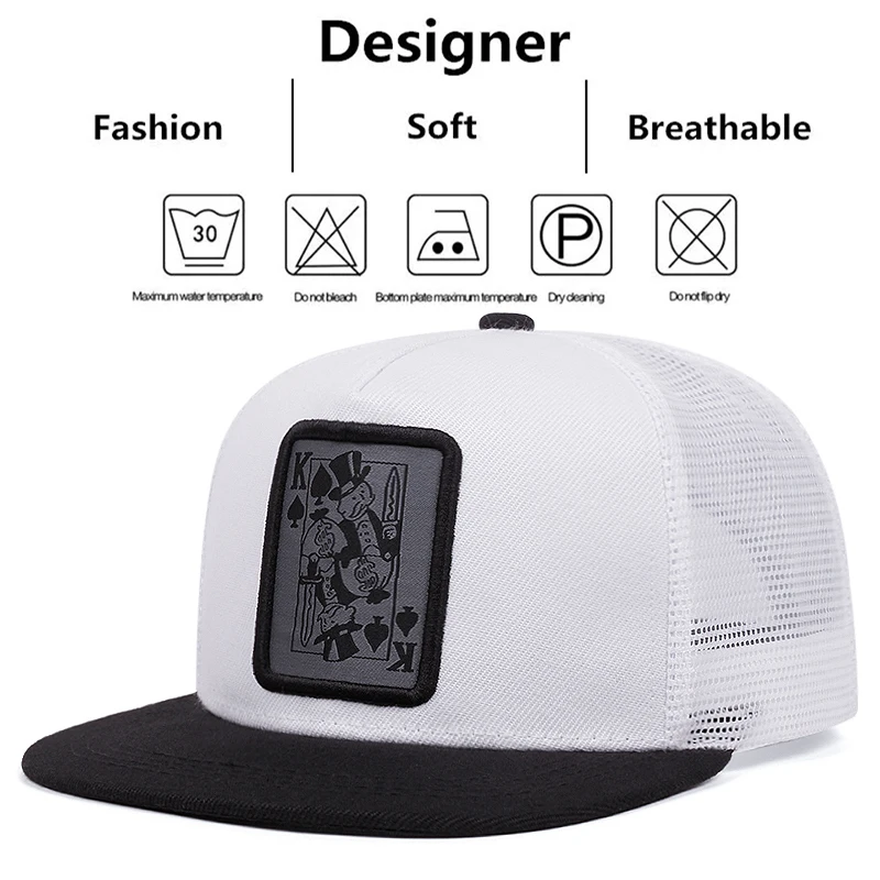 Men\'s Fashion Poker Net Hat Embroidered Hat Snapback Caps Unisex Sunshade Hat Adjustable Hip Hop Baseball Caps Cowboy Hat