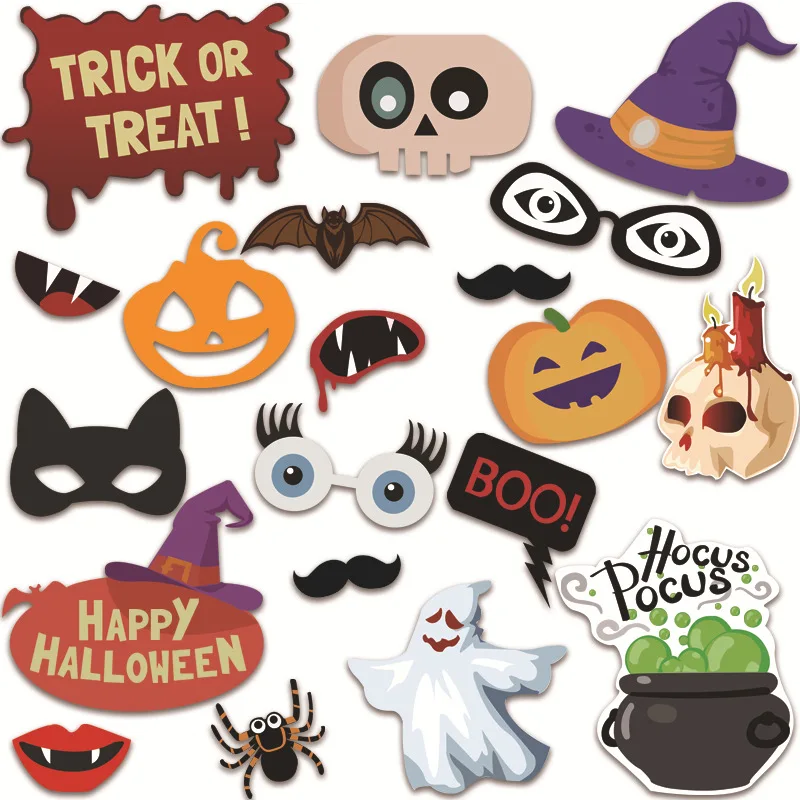 

Halloween 20 piece photo prop set decoration Ghost Festival pumpkin ghost house bat prop eye mask