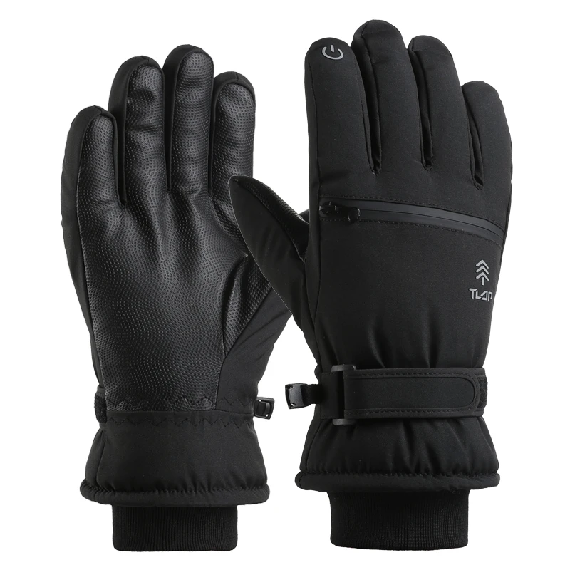 Winter Warm Gloves with Backhand Zipper Pocket Men Women Touch Screen Gloves Ideal for Skiing Snowboarding Cycling