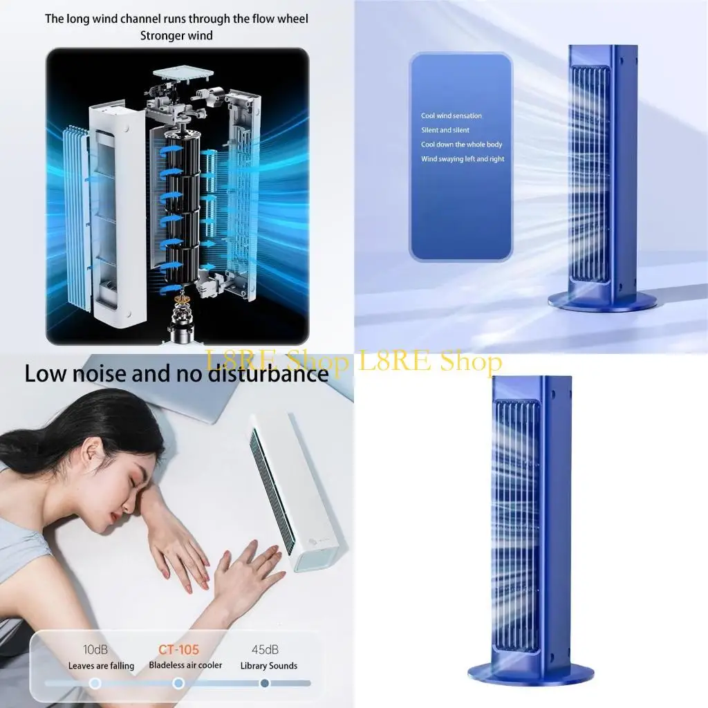 

L8RE Bladless Tower Fan с дистанционным управлением USB-зарядной стойкой.