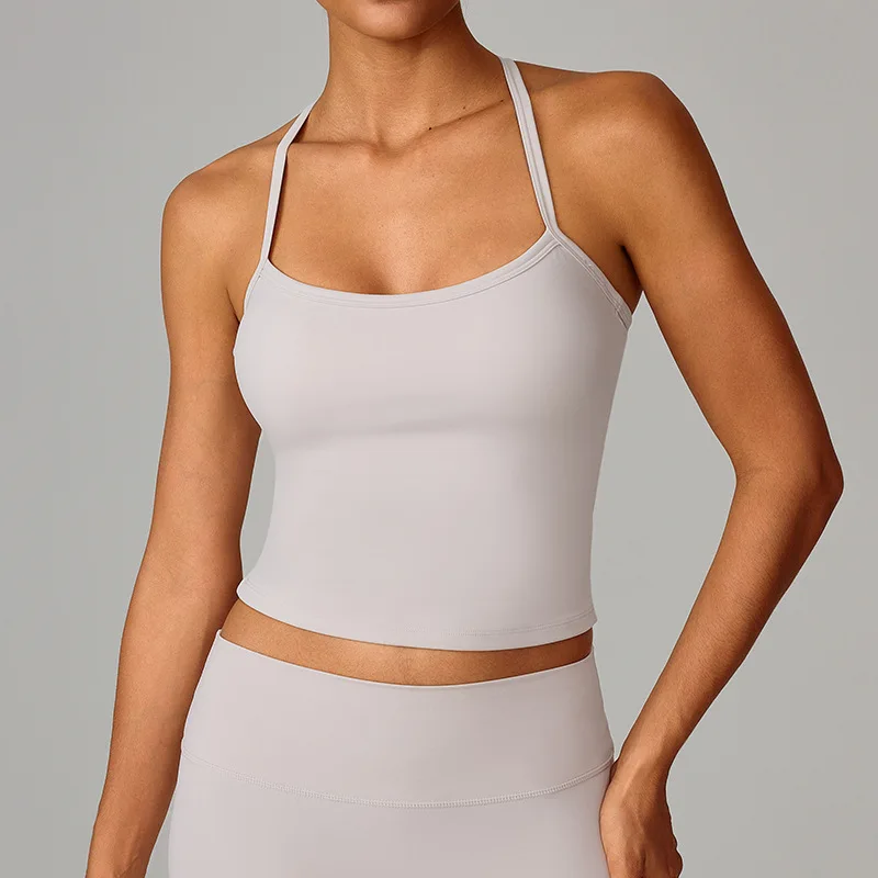Women's Brushed Back Yoga Tank, Quick Dry Workout Vest with Back Support, Breathable Running Top for Gym & Outdoor image 3