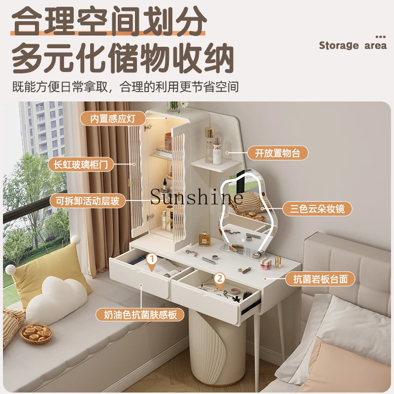 Cream wind bay window cabinet integrated small apartment mini desk room transformation small furniture