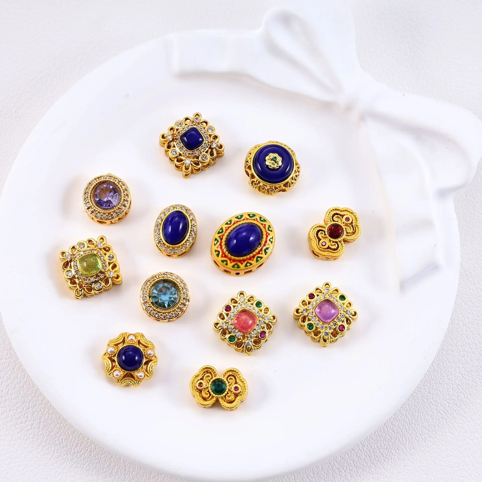 5 Pieces of Porous Inlaid Purple Stone High-grade Spacer Beads DIY Pearl Bracelet Necklace Beaded Jewelry Accessories Wholesales