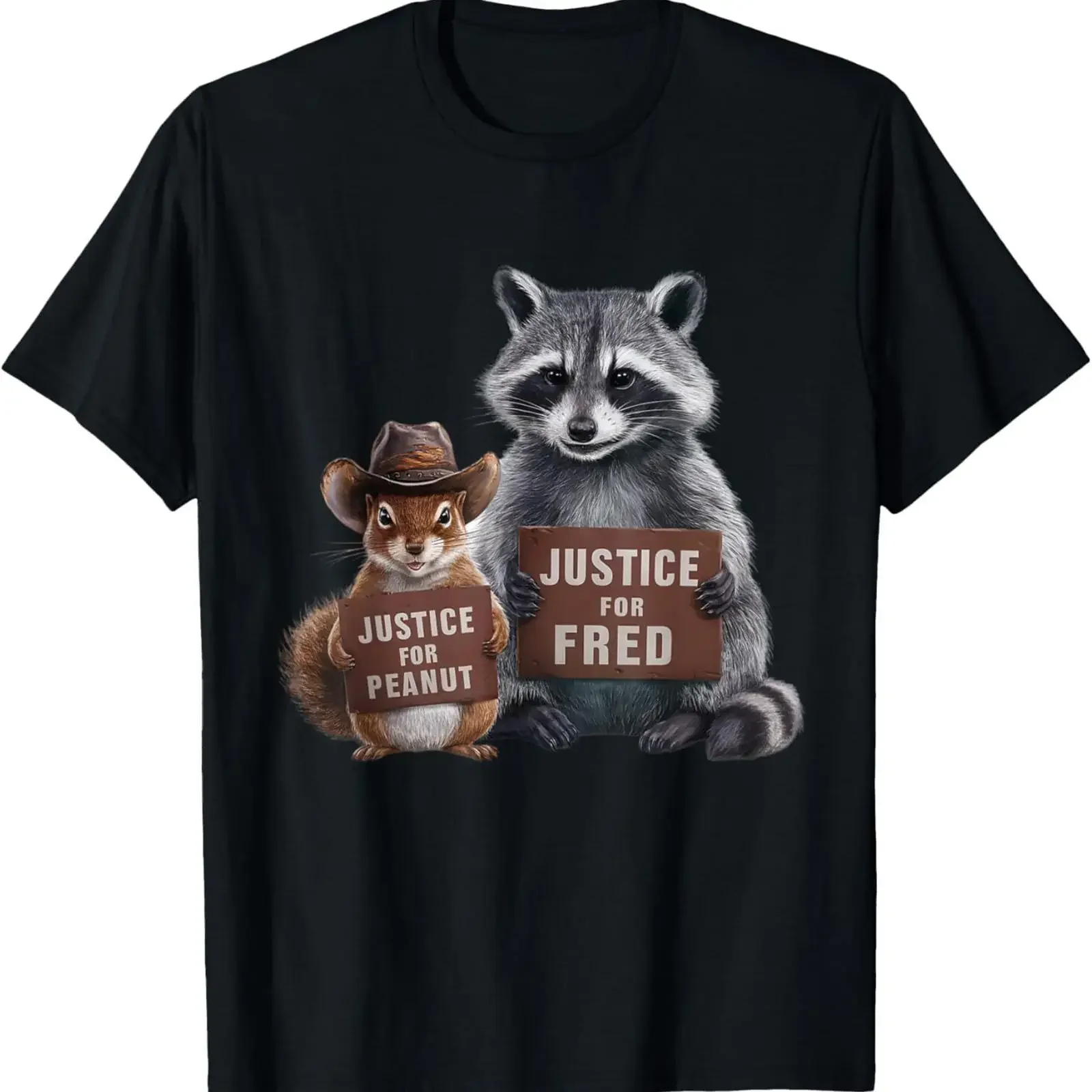 Justice For Peanut The Squirrel Fred Raccoon T Shirt vintage Washed designer clothes homme graphic Versatile Unisex fashion