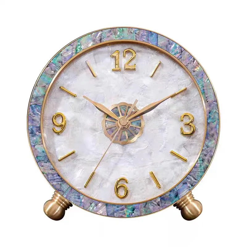 

Brass desktop clock Home desktop Living room light luxury placement Atmospheric ornament Silent fashion desk clock