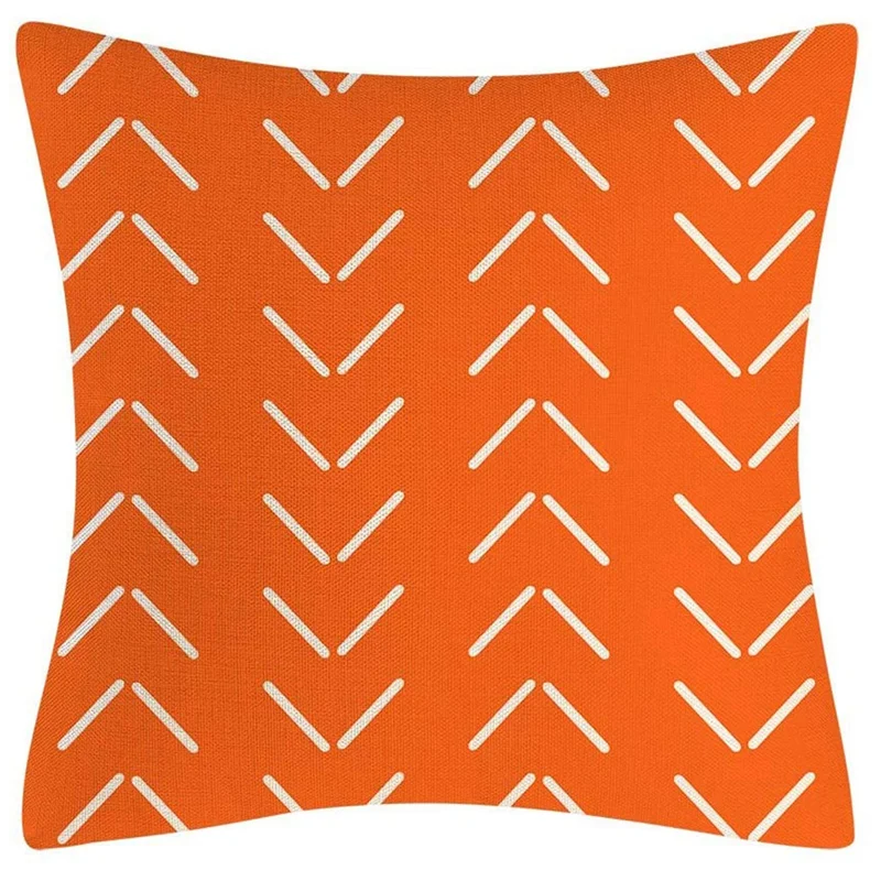 Ensemble de taies d'oreiller décoratives pour la maison, housses de coussin en lin pour canapé extérieur, orange, 18x18, lot de 4