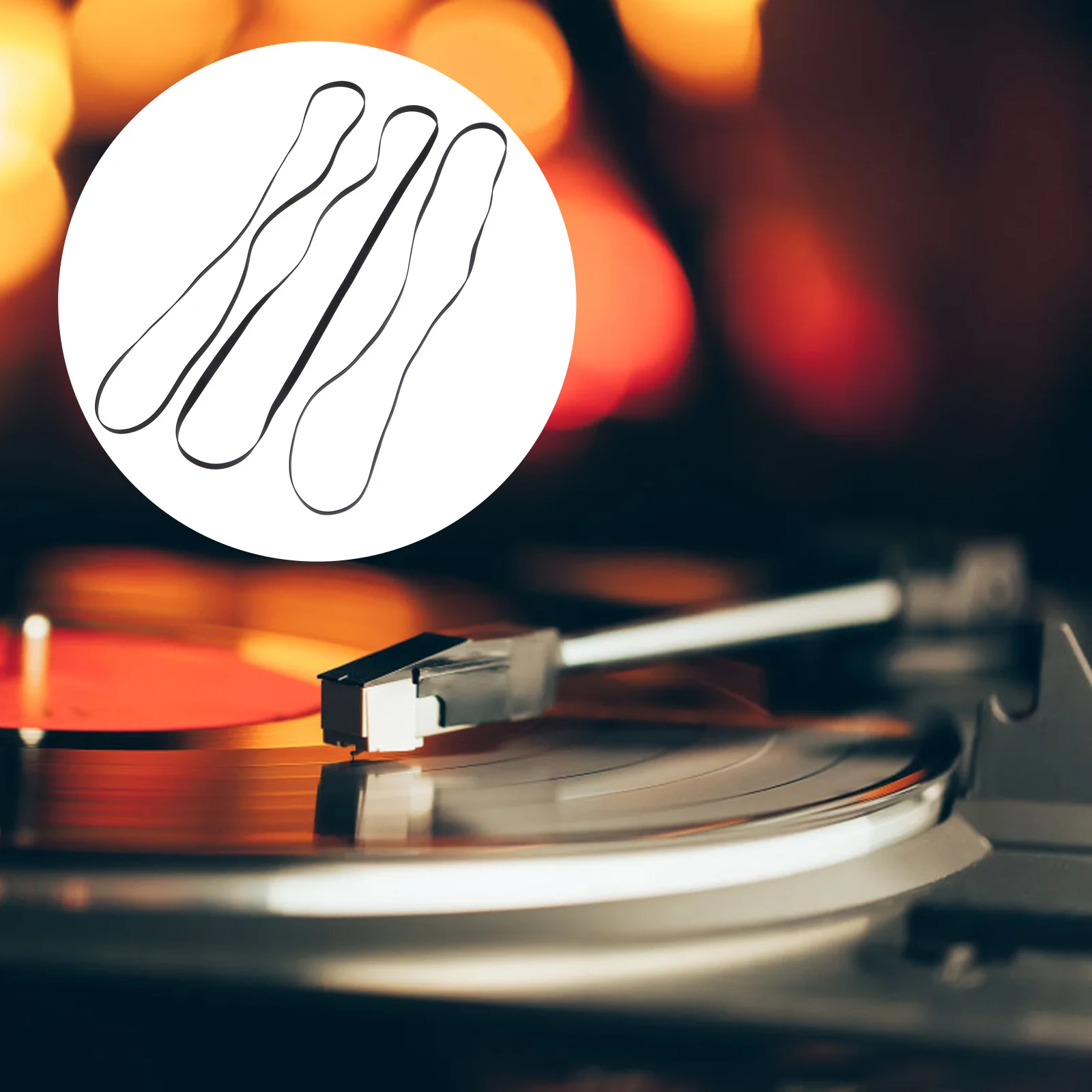 

3Pcs Black Vinyl Turntable Belt Kit Rubber Drive Replacement for Belt-Driven Record Player Low Noise Wear Resistant Long Life