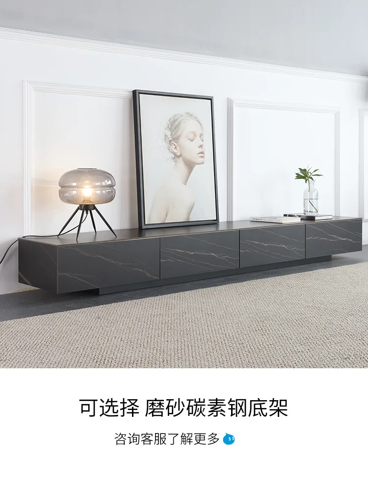 Italian light luxury full rock panel TV cabinet coffee table combination modern simple household small apartment Nordic long flo