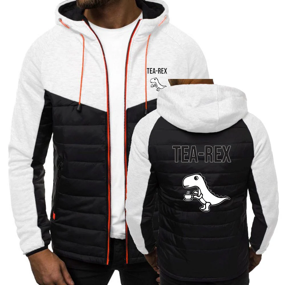 

2025 Cotton Jacket Spring Autumn Man's Fashion Coat Tea Rex Funny Dinosaur Drink Coffee Logo Print Loose Comfortable Hoodies