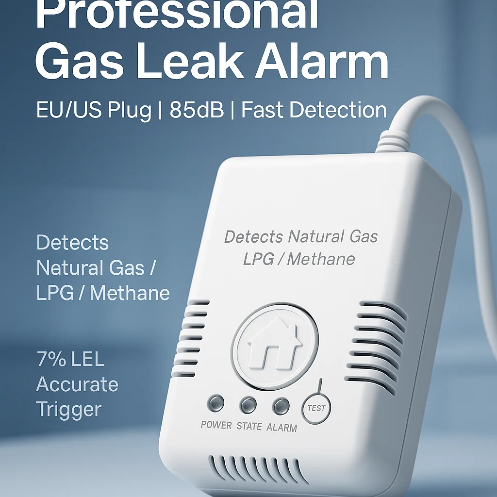 

Home Gas Leak Detector EU/US Plug | 7% LEL High Sensitivity | Real-Time Monitoring|Anti-Explosion Safety for Apartments & Houses