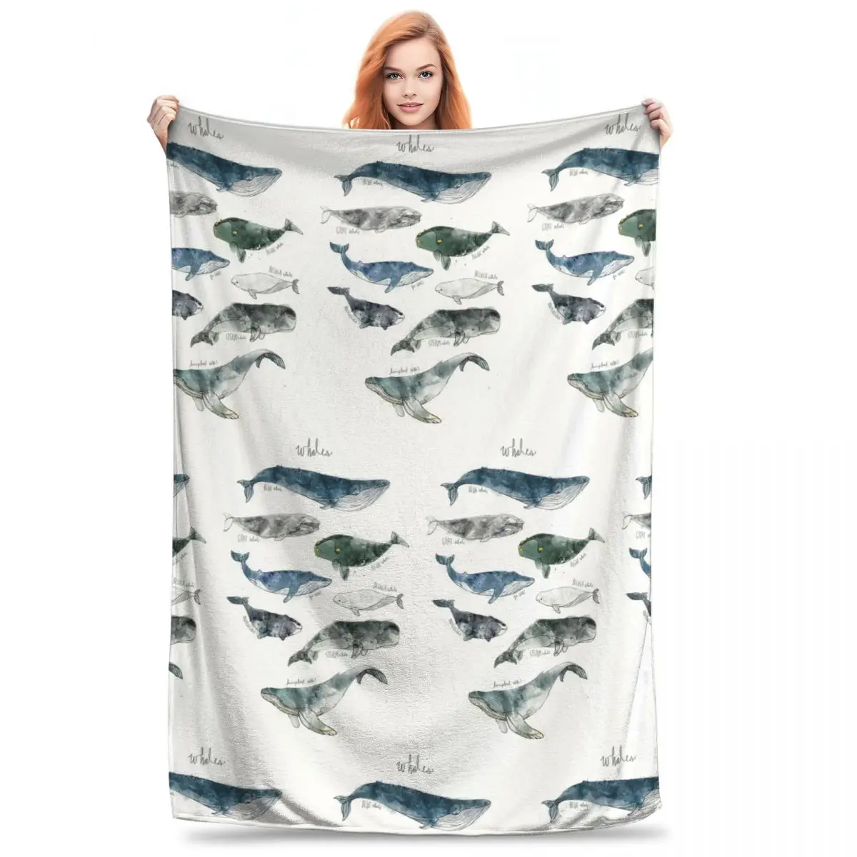 Whales Blanket Fleece Multi-function Throw Blanket Sofa Throw Blanket For Couch Bedding Office Throws Bedspread Quilt