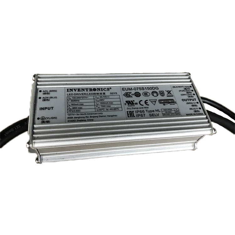 75W 60W Inventronics 70-1050mA 700mA EUM-075S105DG dimmable LED Driver IP67 for high bay tunnel and roadway lights