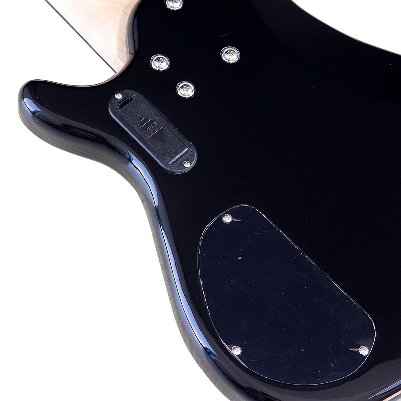 5 String Electric Bass Guitar 43 Inch Black Solid Okoume Wood Body High Gloss Finish Bass Guitar Active Guitar