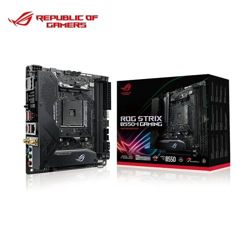 

ASUS New ROG STRIX B550-I GAMING Wi-Fi 6 Mini ITX B550 2 x DIMM, макс. 64 ГБ, DDR4 5100 (OC) МГц M.2 SATA Настольная розетка AM4 CPU