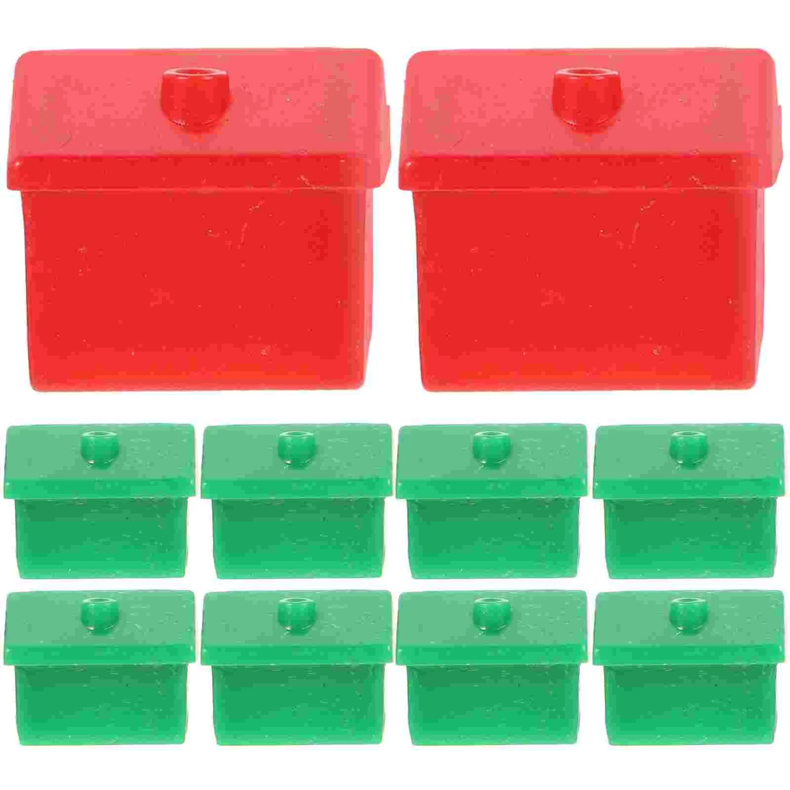 2 Sets Small Chess Pieces House Board Game Plastic Red Accessories Rich Man