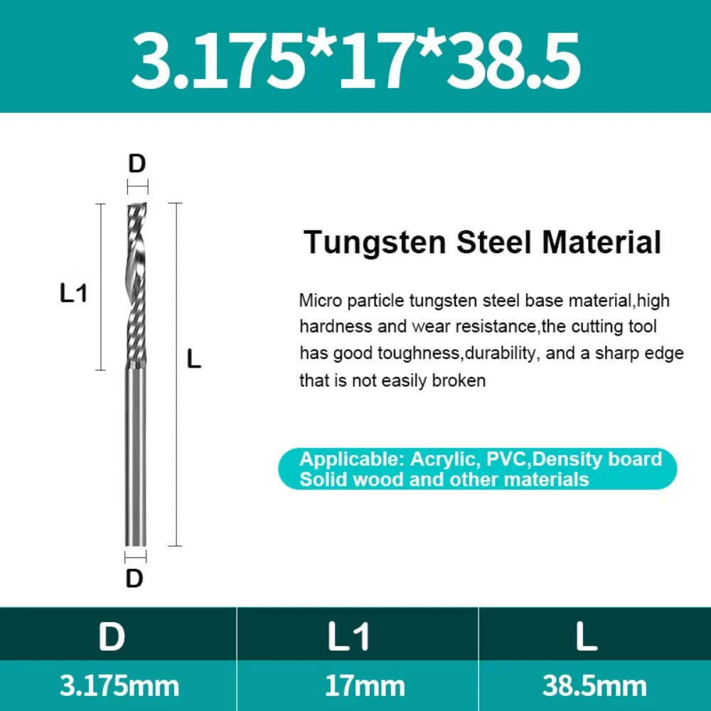

Новая однофлейтовая фреза, твердосплавная концевая фреза с хвостовиком 3,175/4/6 мм, фреза с ЧПУ