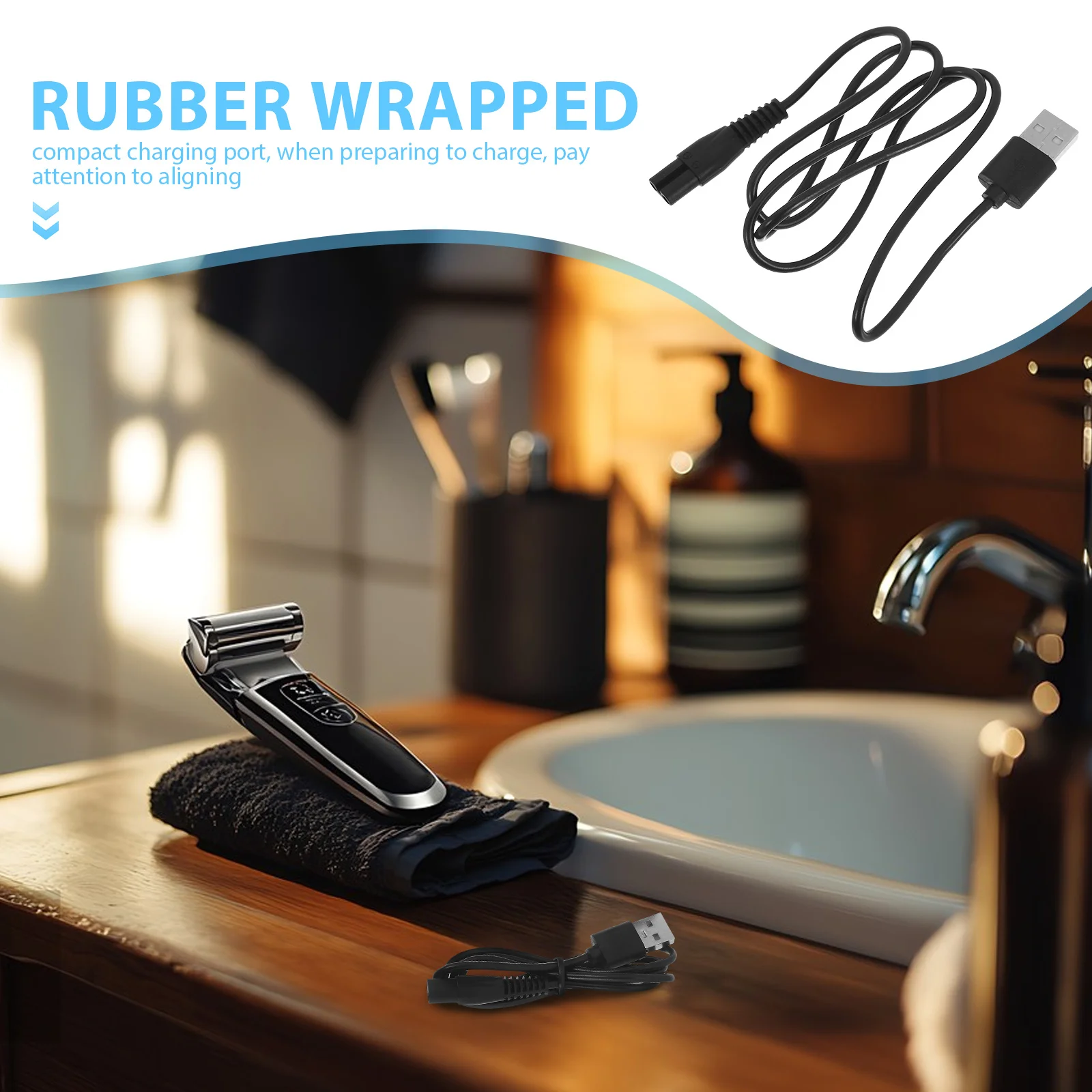 2 قطعة سلك الطاقة Usb العالمي ل ماكينة حلاقة كهربائية كابل شحن 60 سنتيمتر ل ماكينة حلاقة كهربائية الحلاقة سلك الطاقة مزيل الشعر #3