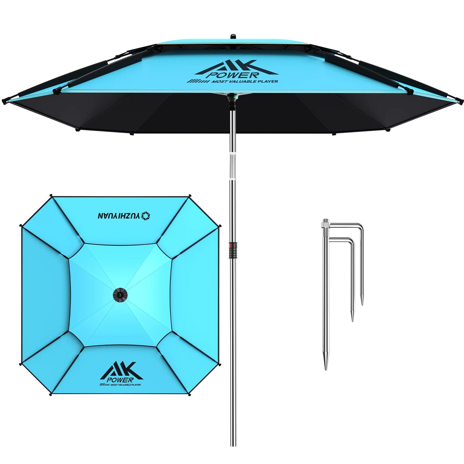 

Портативный зонт для патио, настольный зонт для улицы с профессиональным покрытием, 8 прочными ребрами и пляжным зонтом с двойным навесом