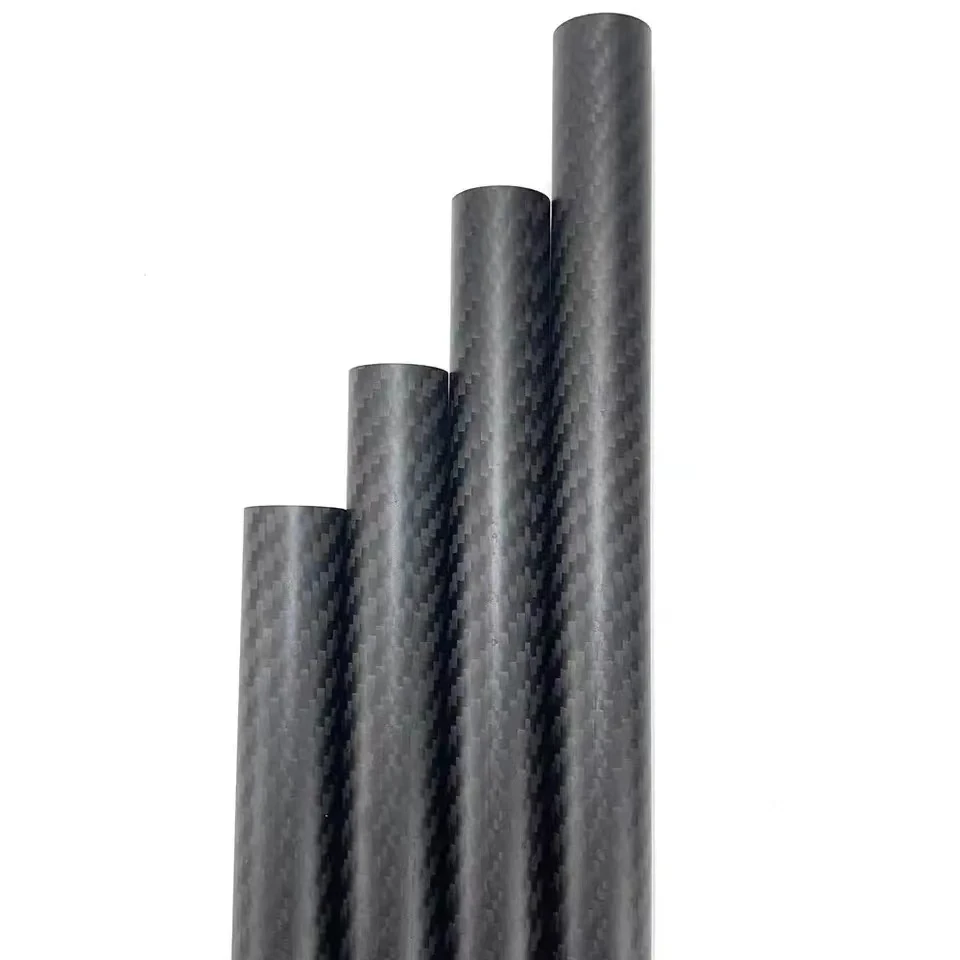 2PCS 3k full carbon carbon fiber tube length 500mm, wall thickness 1mm, glossy surface high strength carbon tube