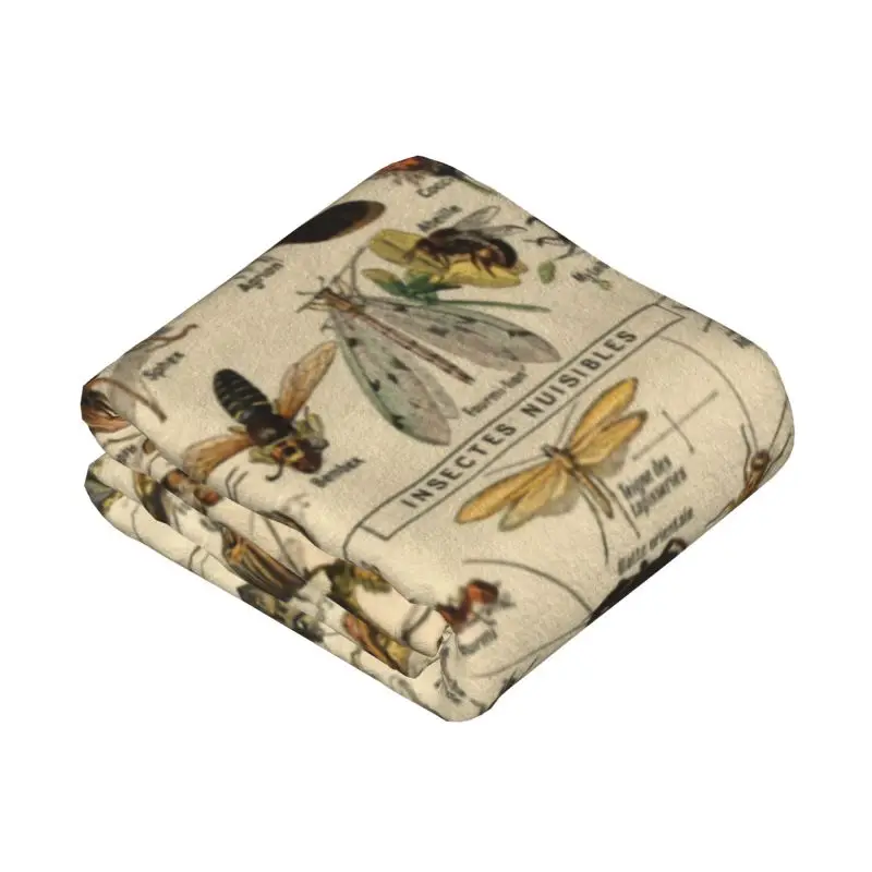 Custom Insects In French Blankets Warm Flannel Throw Blanket for Bedroom Office Bedspreads