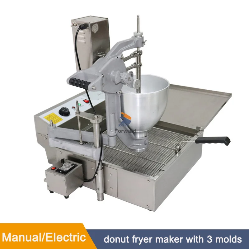 Automatic Dropping Electric Ring Donut Machine with 3 Molds Ball Donut Maker Hand Operate Mochi Doughnut Maker