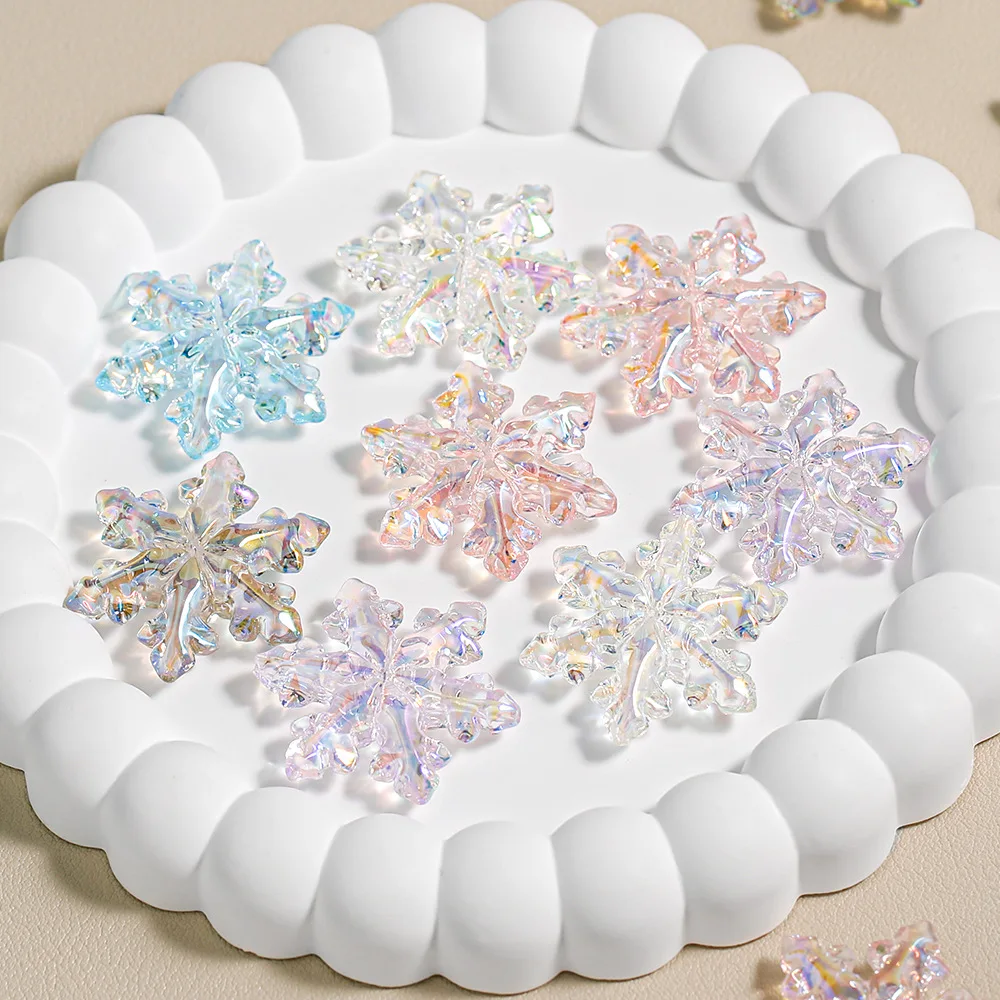 10 قطعة رقاقات الثلج الملونة الشفافة اليدوية فضفاض الخرز سلسلة هواتف محمولة المفاتيح معلقة الملحقات DIY المواد