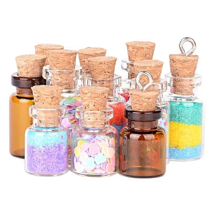 100 pieces of transparent and champagne glass vials with wood stoppers can be used for drift bottles and perfume bottles