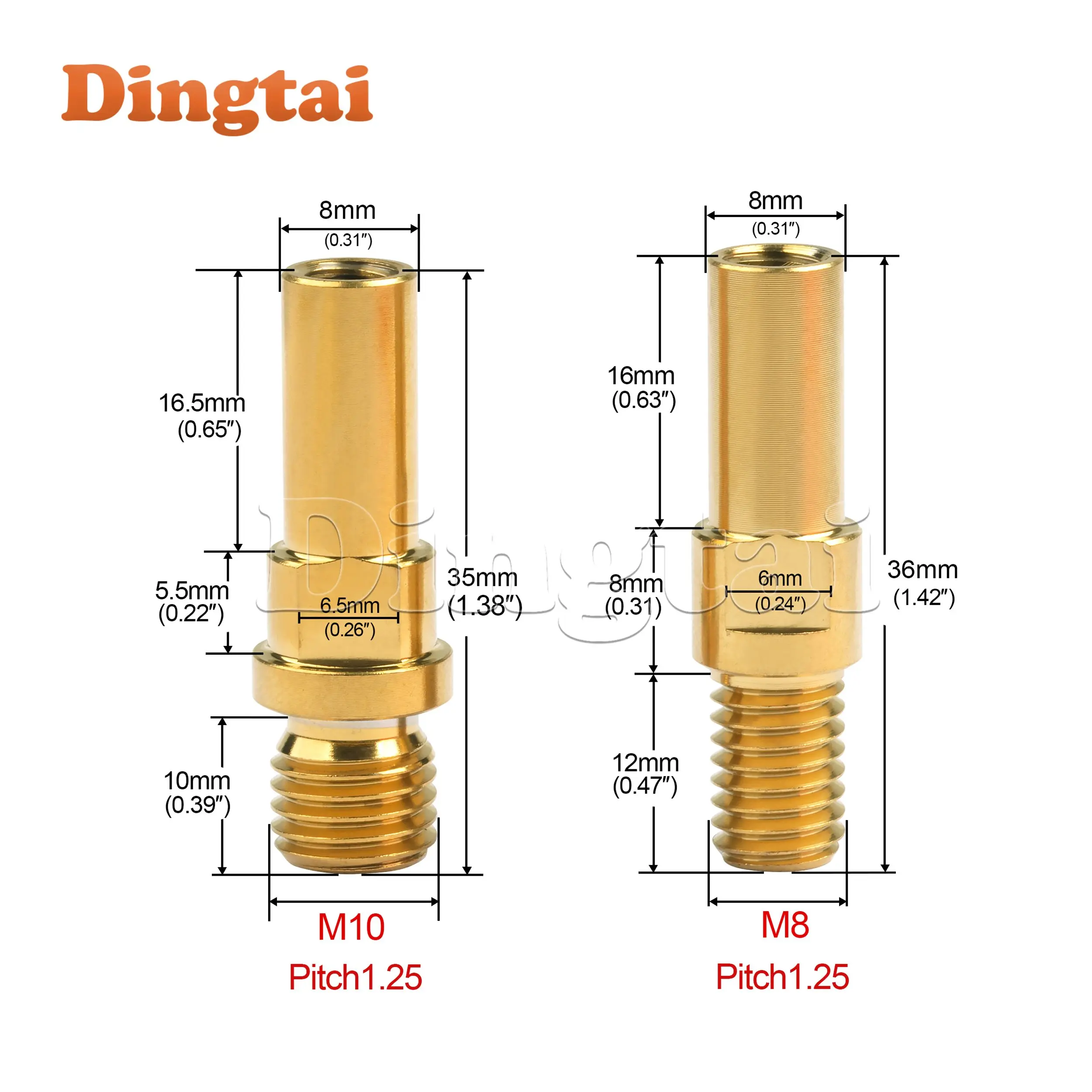 Dingtai Titanium Bolt 2PCS M8/M10 V Brake Bracket Systems Screw Friction Wheel Brake Column Base Post Titanium Bolt Bicycle