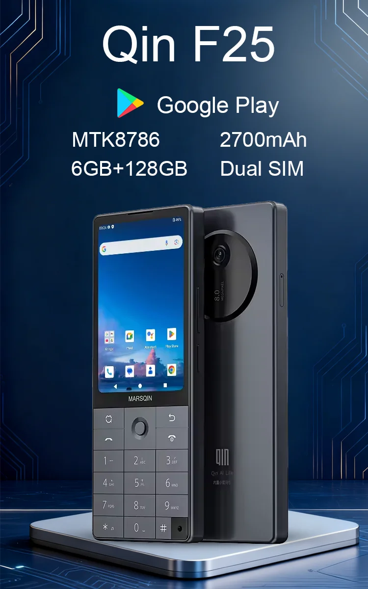 New Qin Smart Phone F25,Google Play,Android 14,Dual SIM Cards,6GB+128GB,2700mAh,WIFI Bluetooth,Touch 3.54Inch Screen,MTK8786