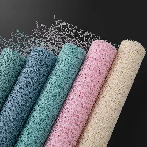 Bilashmart Flower Wrapping Mesh Paper Iregular Hollow Net Wrapper Floral Bouquet Paper Fresh Flower Packaging Sheet Florist Wrap Supplies