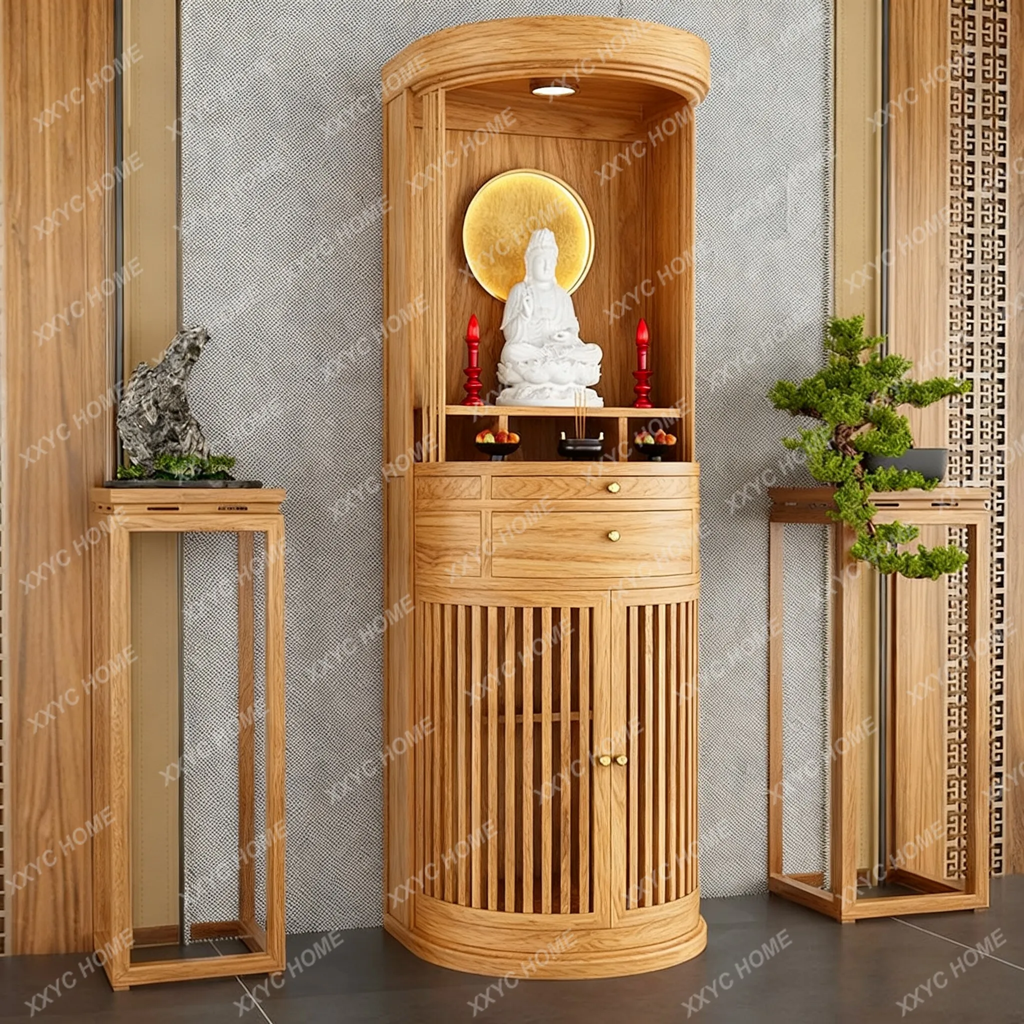 XXNew Chinese shrine black walnut solid wood Buddha statue offering table Gongtai shrine Bodhisattva cabine