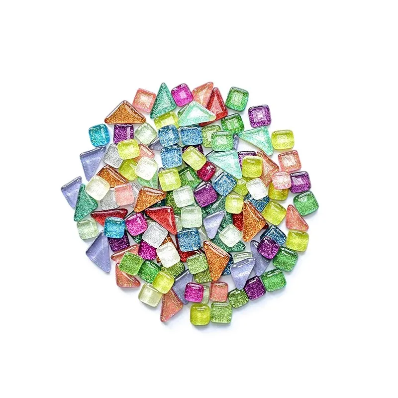 

200g Mixed Color Mosaic Stones Shine Stained Glass Bulk Assorted Shapes Glitter Crystal for DIY Art Crafts Home Decoration