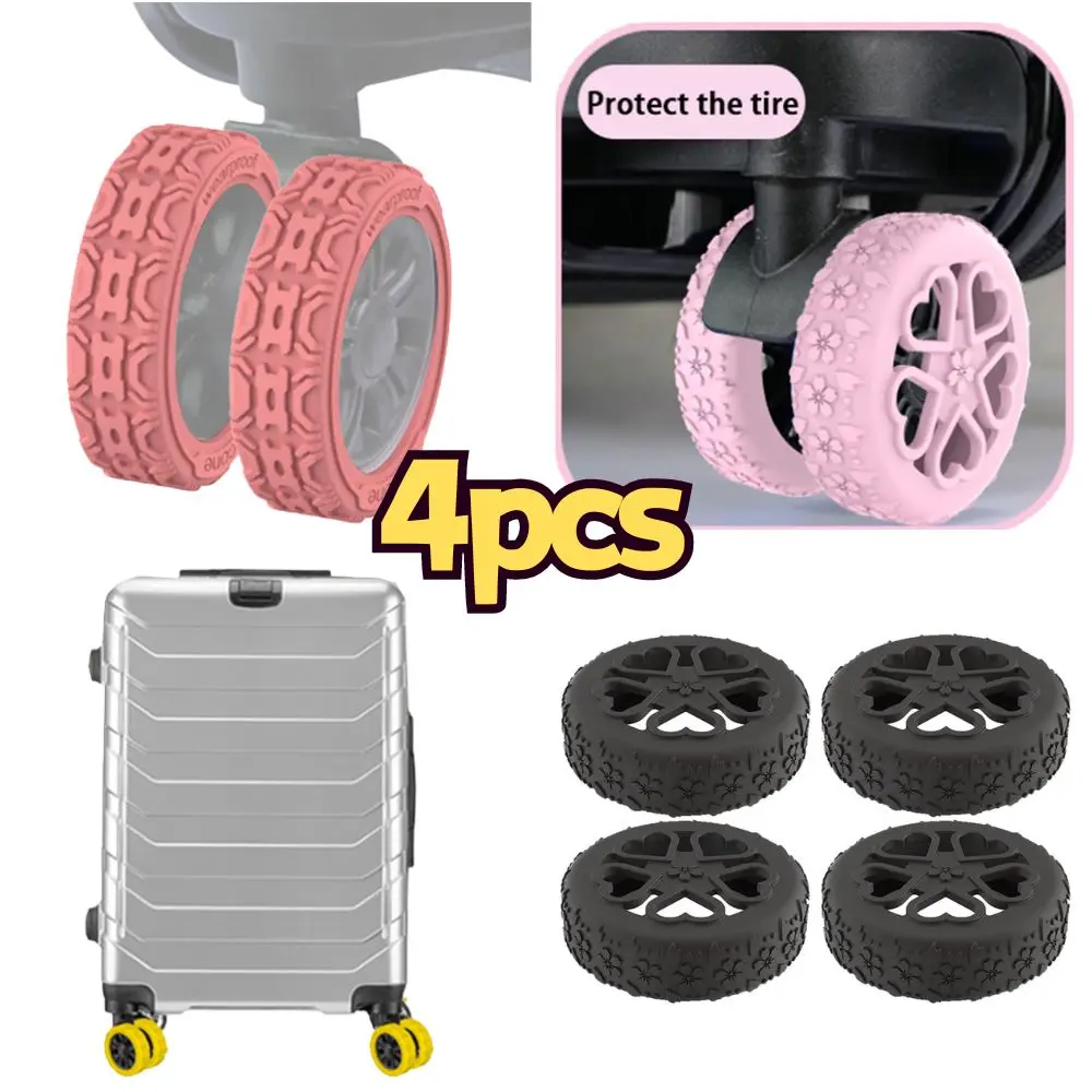 4PCS Premium Silicone Luggage Wheels Protector Covers Silent Shock-Proof Suitcase Wheels Cover Durable Trolley Box Casters Cover