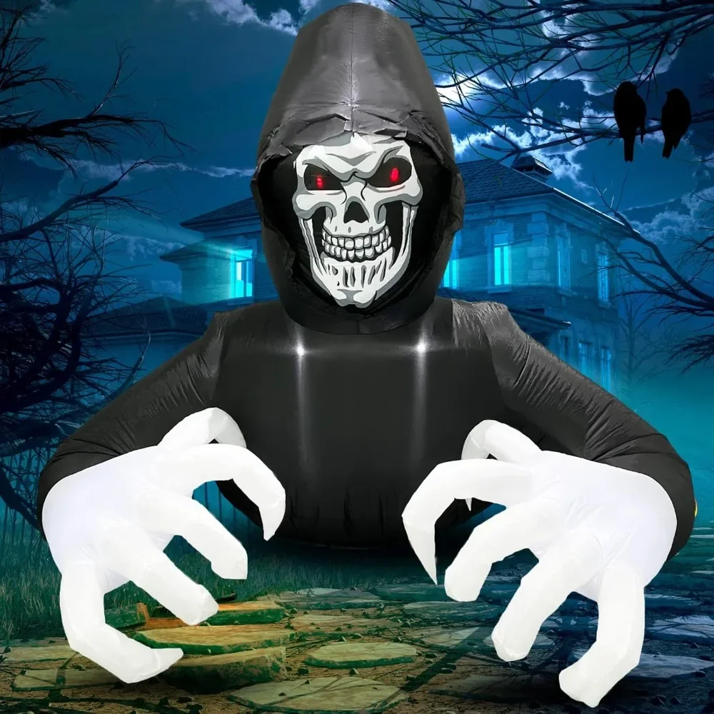 

Inflatable Halloween Decorations Outside Grim Reaper Giant Scary Blow Up Skeleton Spooky Ghost Outdoor Yard Decor Inflatables