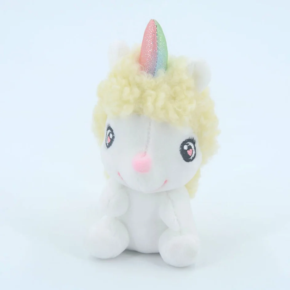 24pcs/lot 10cm Cute cartoon Colorful  Unicorn Plush Toy Cartoon Little horse Keychain Stuffed Doll bag charm gifts