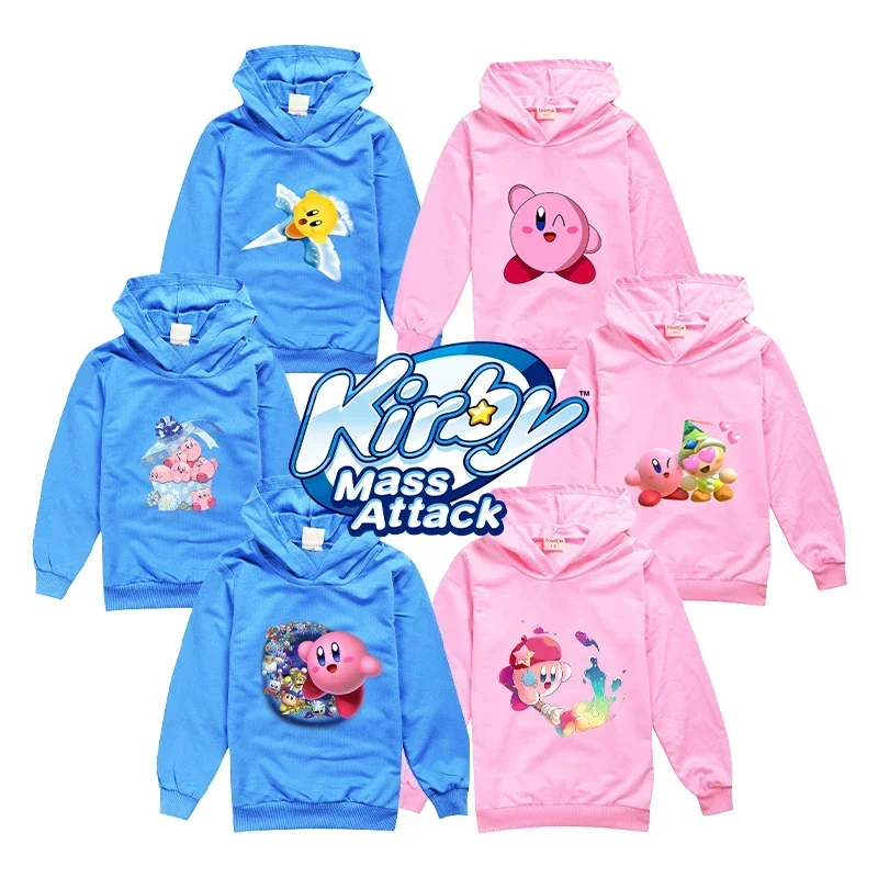 

Star Kirbys Boys Girl Childern Thin Hoodie Game Cartoon Printing Pullover Long Sleeve Cotton Teenage Spring Sweatshirt Kids Gift