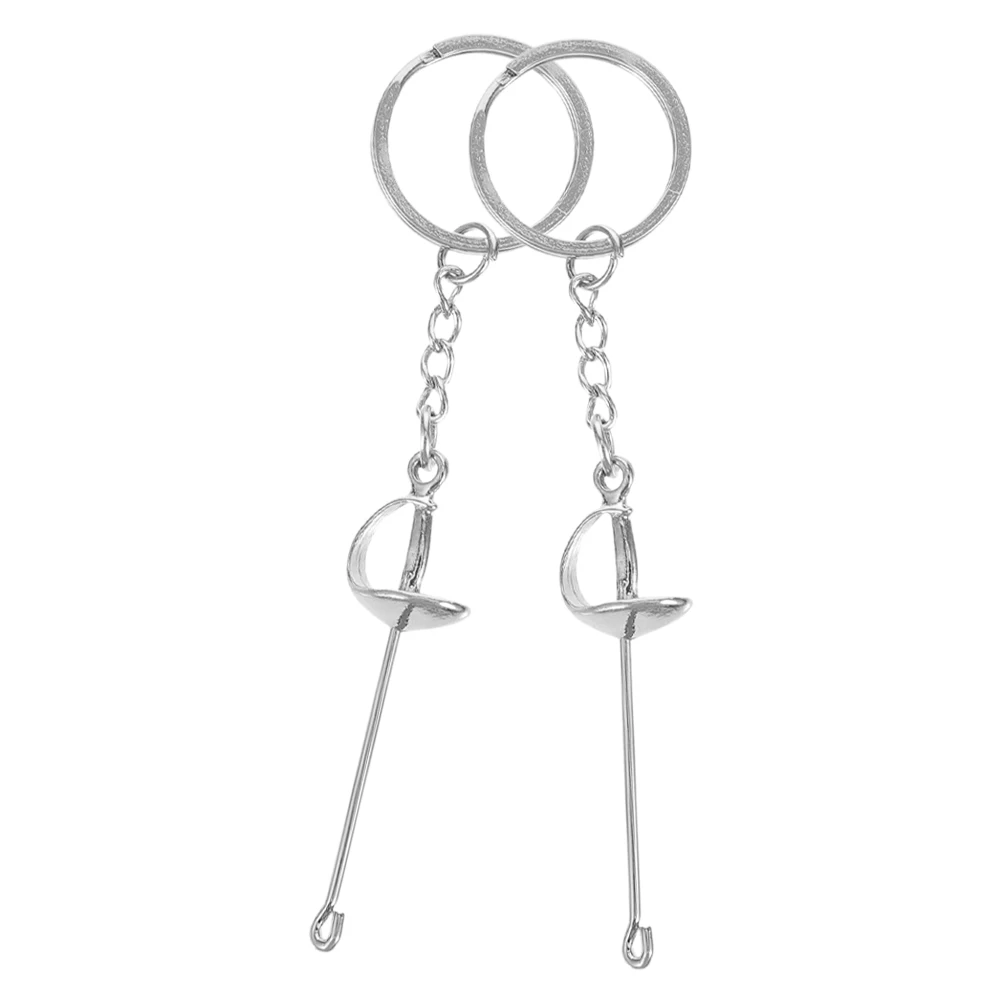 

2 Pcs Keychains Fencing Pendants Hanging Aesthetic Gilded Cute Lovers