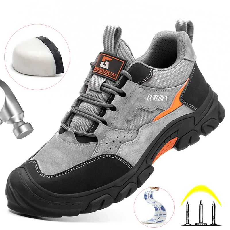 

Fashion Lightweight Comfort Working Sneakers Anti-puncture Indestructible Shoes Men Safety Work Shoes Plastic Toe Safety Boots